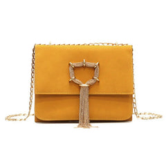 Matte Leather Tassel Shoulder Messenger Bag