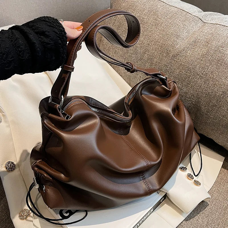 Women's Large Capacity Shoulder Bag Textured Handbag