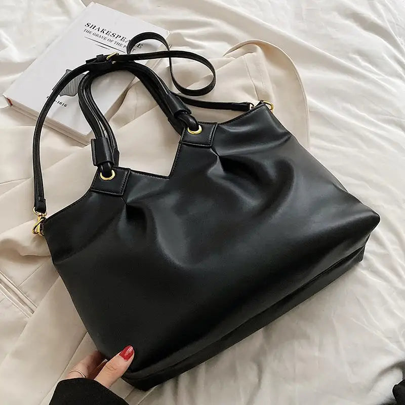 Women's Large-capacity Shoulder Bag Pleated Messenger Bag