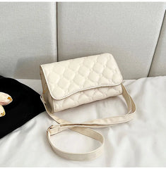 Women's Shoulder Bag Pu Leather Lingge Pattern Small Straddle Bag