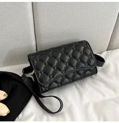 Women's Shoulder Bag Pu Leather Lingge Pattern Small Straddle Bag