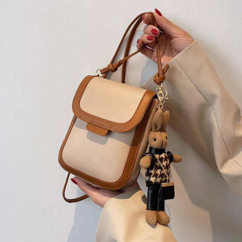 Retro Solid Buckle Flip Phone Messenger Bag Wallet Ladies Small Bags