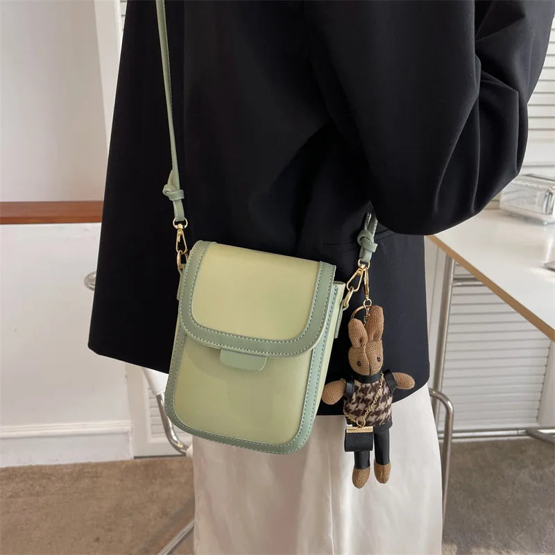 Retro Solid Buckle Flip Phone Messenger Bag Wallet Ladies Small Bags