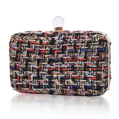 Wool Blend Evening Bag Grid Diamond Handbag