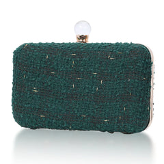 Wool Blend Evening Bag Grid Diamond Handbag