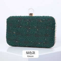 Wool Blend Evening Bag Grid Diamond Handbag