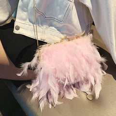Ostrich Hair One-Shoulder Chain Bag Messenger Bag
