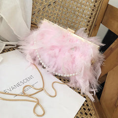 Ostrich Hair One-Shoulder Chain Bag Messenger Bag