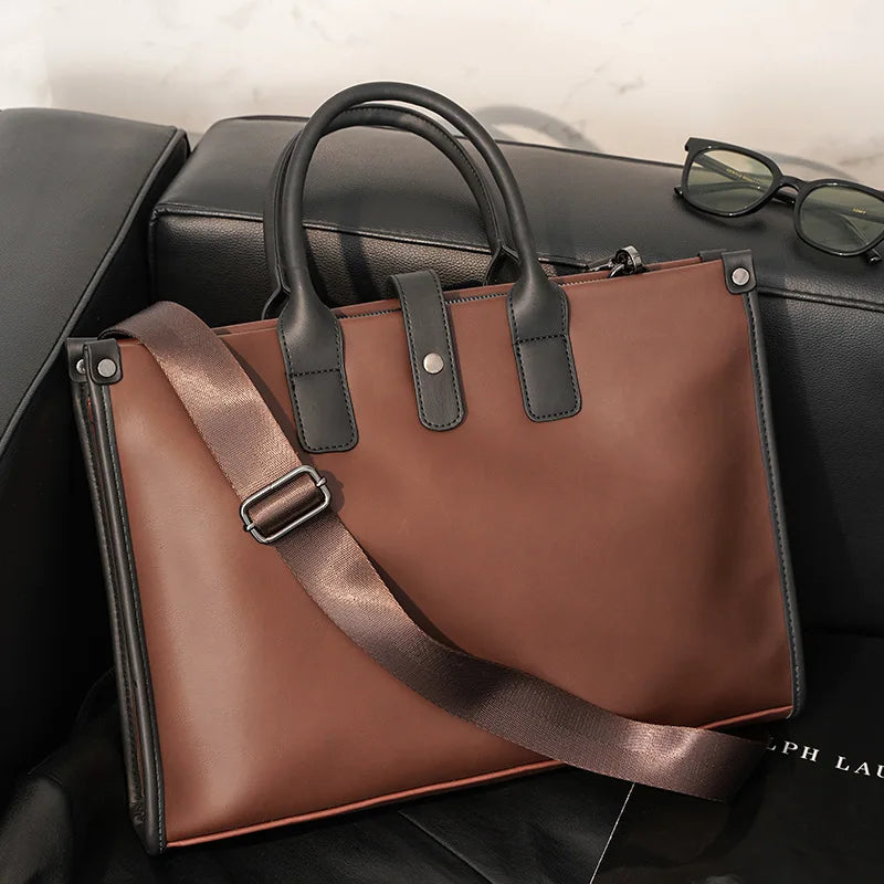 Men's Portable Briefcase Retro File Bag