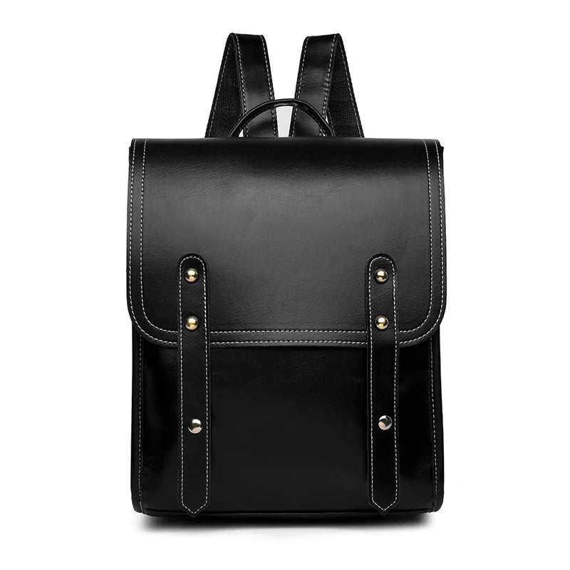 College Retro Girls Backpack PU Travel Backpack Anti-Theft Backpack