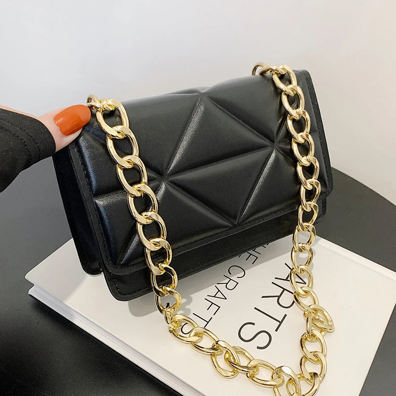 Women's V Pattern Embossed Square Bag Messenger Small Shoulder Crossbody Bags