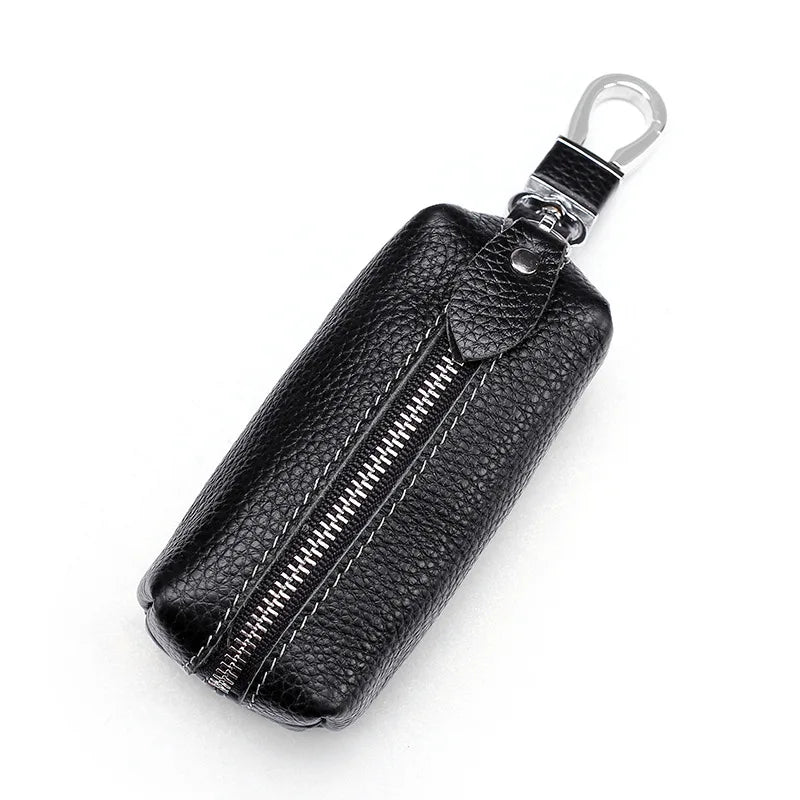 Men's Cowhide Car Key Bag Large Capacity Waist Hanging Key Wallet