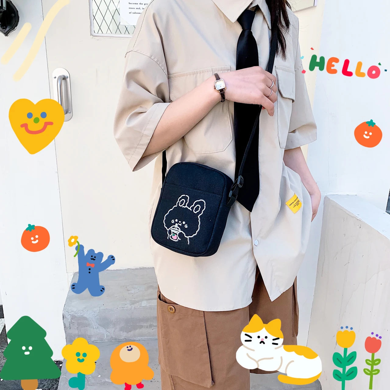 Canvas Bunny Mini Shoulder Bag