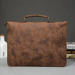 Vintage Leather Handbag Casual Men's bag Solid Portable File Tote