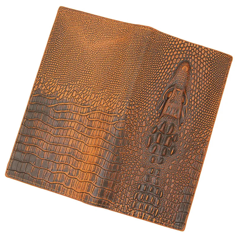 Men's Leather Long Wallet Vintage Crocodile Bag