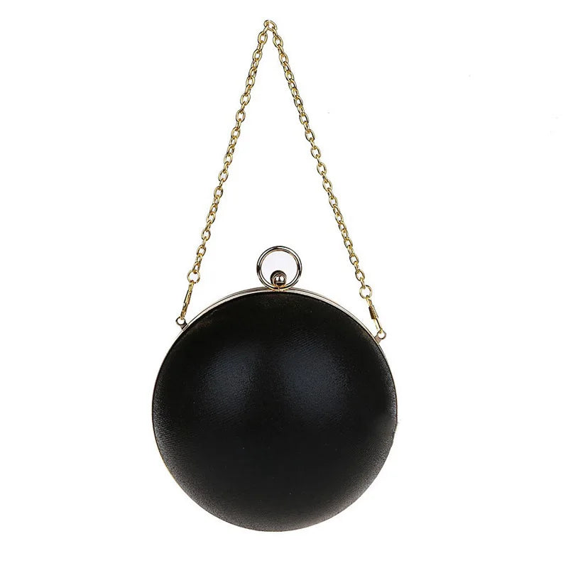 Round Shape Silver Clutch Ball Evening Bag Red Handbag WY64