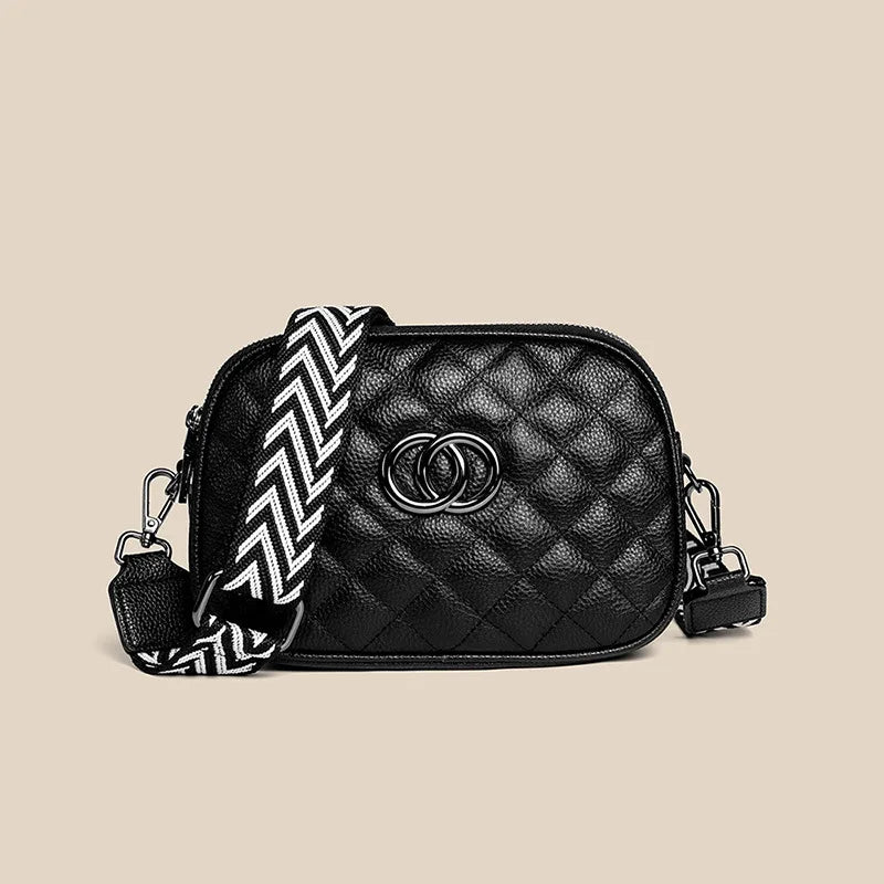 Three-Layer Wide Shoulder Belt Small Bag Women's Messenger Bag