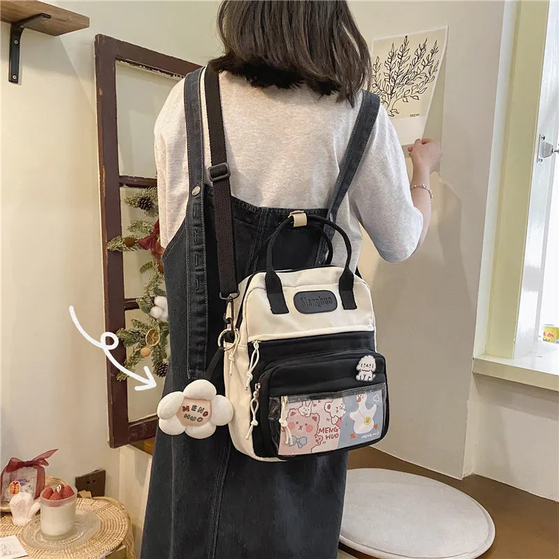 Waterproof Nylon Women's Backpack Small Shoulder Bag Girl Travel Backpack Flower