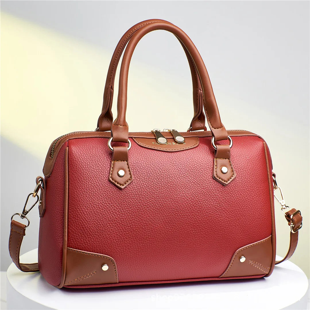 Vintage Floral Printing Bee Chain Shoulder Bags Leather Woman Famous Handbag