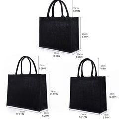 Women Jute Tote Bags Burlap Soft Handle Shopping Organizer Storage Handbag