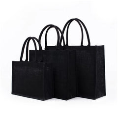 Women Jute Tote Bags Burlap Soft Handle Shopping Organizer Storage Handbag