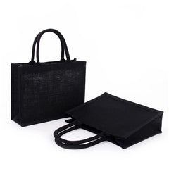 Women Jute Tote Bags Burlap Soft Handle Shopping Organizer Storage Handbag