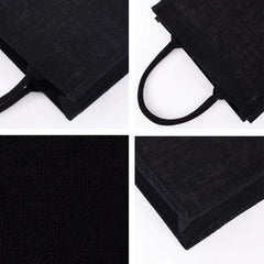 Women Jute Tote Bags Burlap Soft Handle Shopping Organizer Storage Handbag