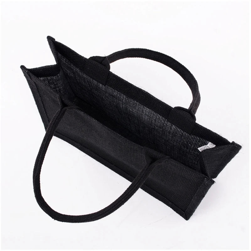 Women Jute Tote Bags Burlap Soft Handle Shopping Organizer Storage Handbag