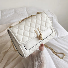 PU Leather Rhombus Chain Messenger Bag for Women