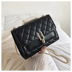 PU Leather Rhombus Chain Messenger Bag for Women