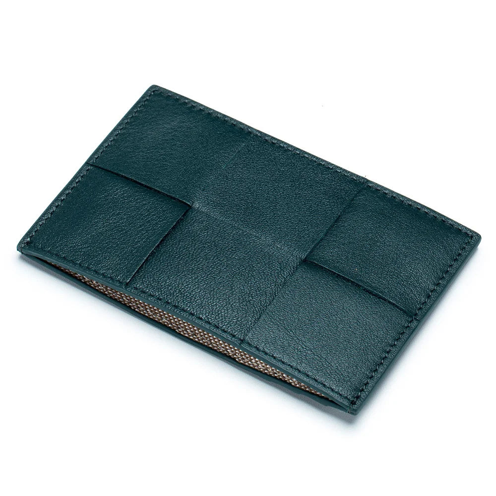 Leather Woven Ultra-thin Card Bag in Lattice Design