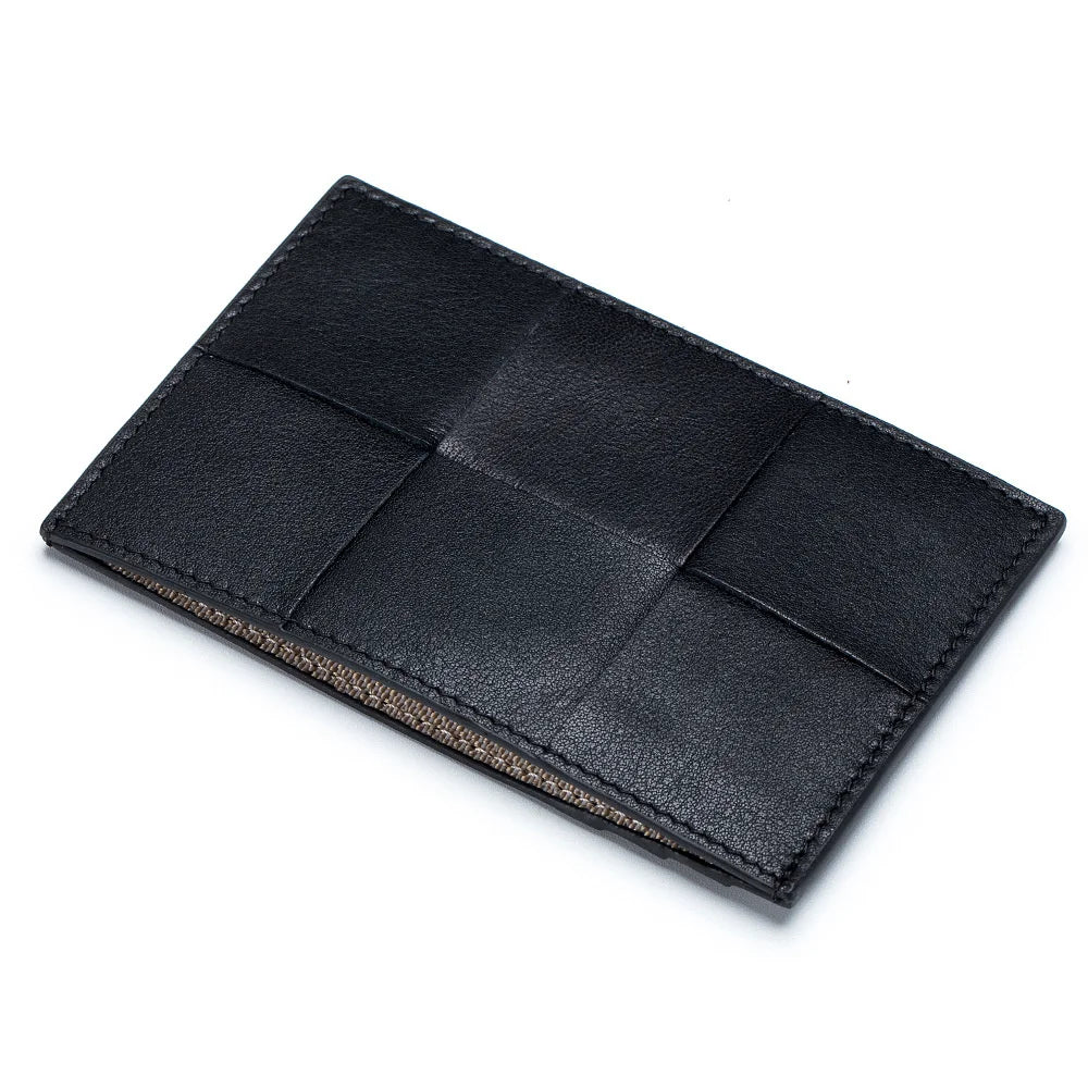 Leather Woven Ultra-thin Card Bag in Lattice Design