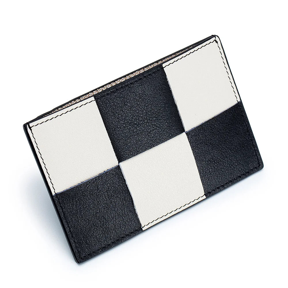 Leather Woven Ultra-thin Card Bag in Lattice Design