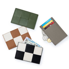 Leather Woven Ultra-thin Card Bag in Lattice Design