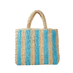 Vertical Stripe Handbag Straw Woven Bag Beach Shoulder Bag
