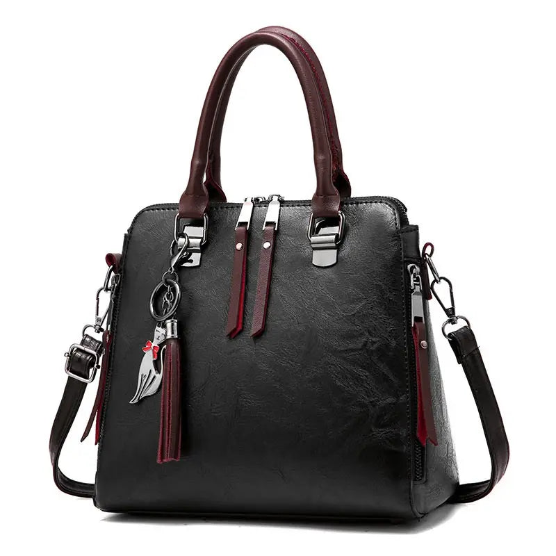 Vintage PU Leather Tassel Crossbody Shoulder Bag Women Handbags