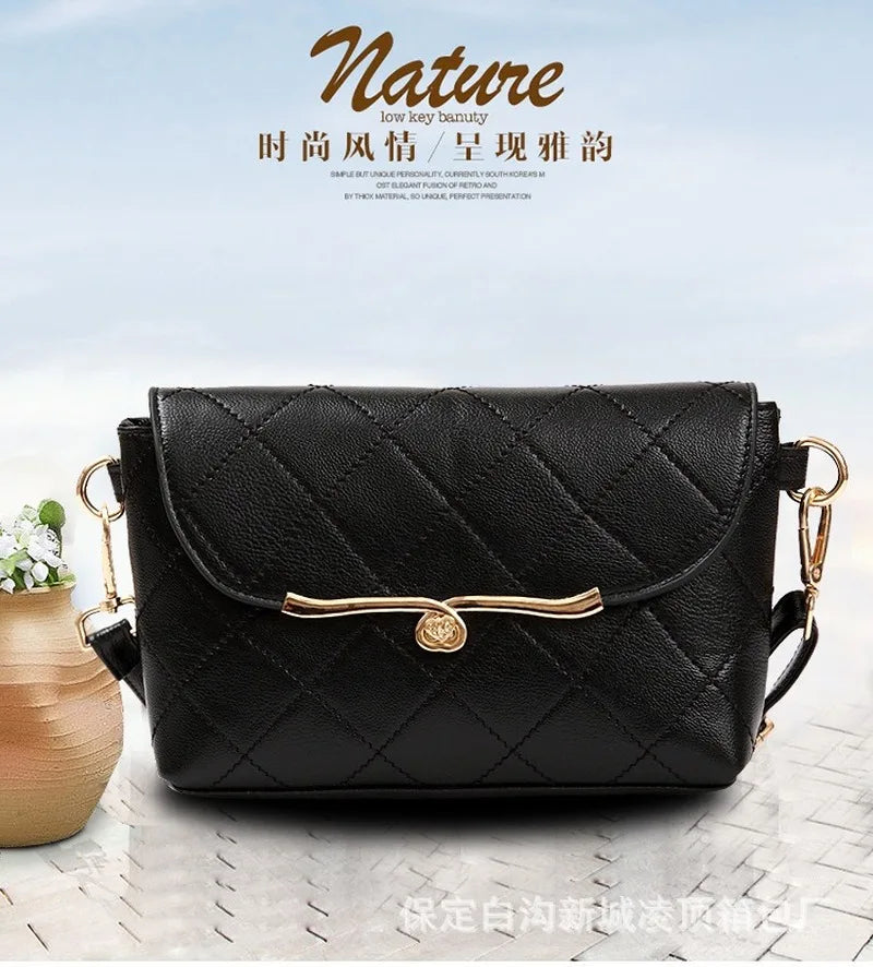 Women's PU Leather Embroidered Shoulder Bag Diamond Lock