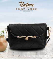 Women's PU Leather Embroidered Shoulder Bag Diamond Lock
