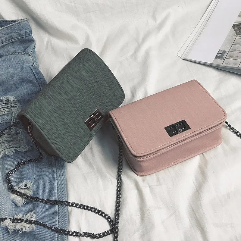 Women's Shoulder Bag PU Leather Turn Lock Chain Messenger Bag