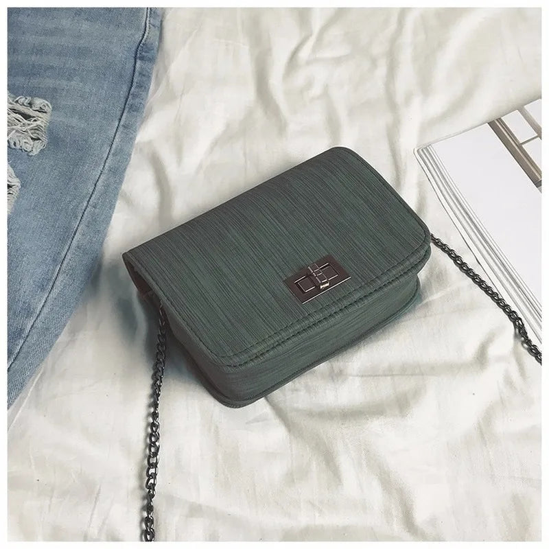 Women's Shoulder Bag PU Leather Turn Lock Chain Messenger Bag