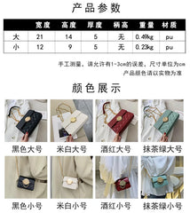 Women's PU Leather Rhombus Lock Chain Shoulder Messenger Bag
