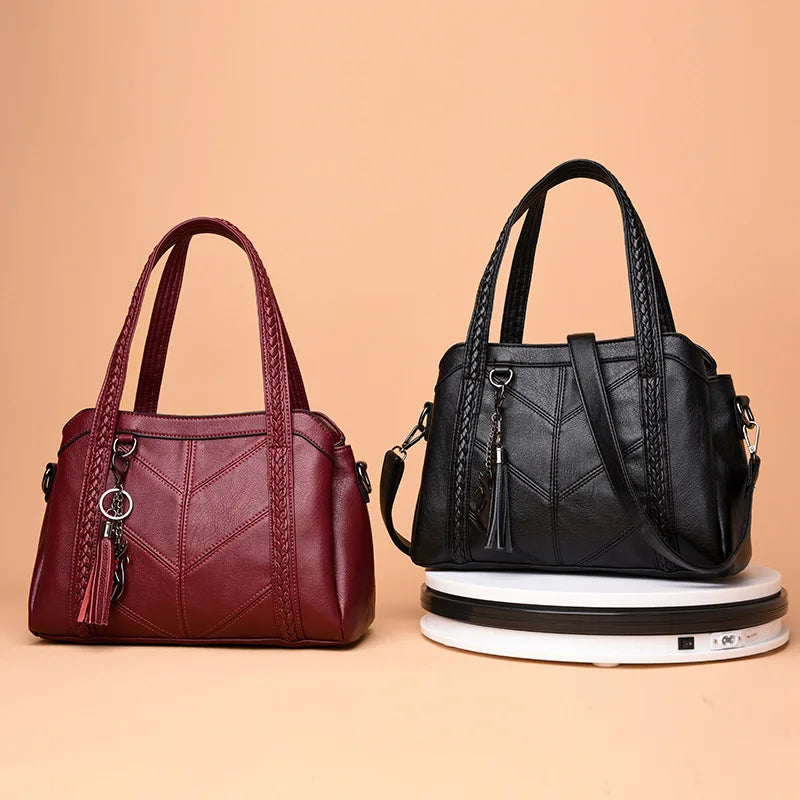 Women's PU Leather Mother Bag Large Capacity Shoulder Messenger Bag