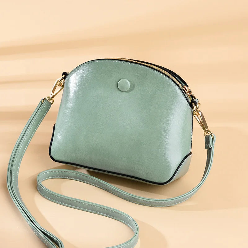 Women's PU Leather Shoulder Bag Retro Mini Shell Messenger Bag