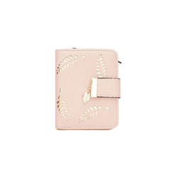 Women's Short Wallet Zipper Wallet Hollowed Out Leaf Small Wallet