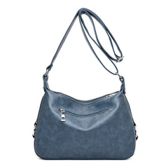 Women's Small Soft PU Mummy Bag Multi-Zip Shoulder Bag