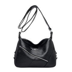 Women's Small Soft PU Mummy Bag Multi-Zip Shoulder Bag