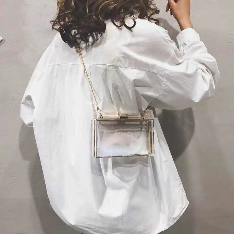 Acrylic Women's Messenger Bag with Chain Strap