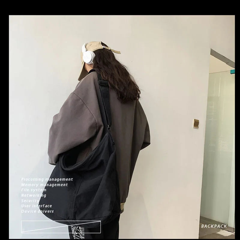 Canvas Saddle Bag Women's Armpit Bags Thick Cotton Cloth Crossbody Bag