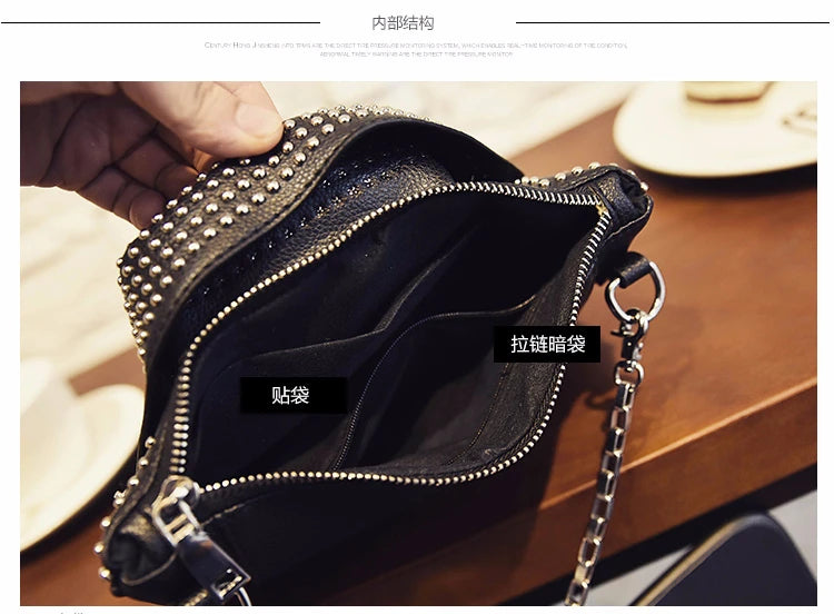 Rivet Motorcycle Shoulder Bag Chain Crossbody Jacket Bag