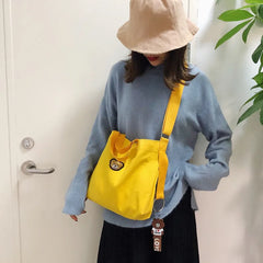 Women's Canvas Bag High Capacity Handbag Shoulder Bag Cartoon Bear Design